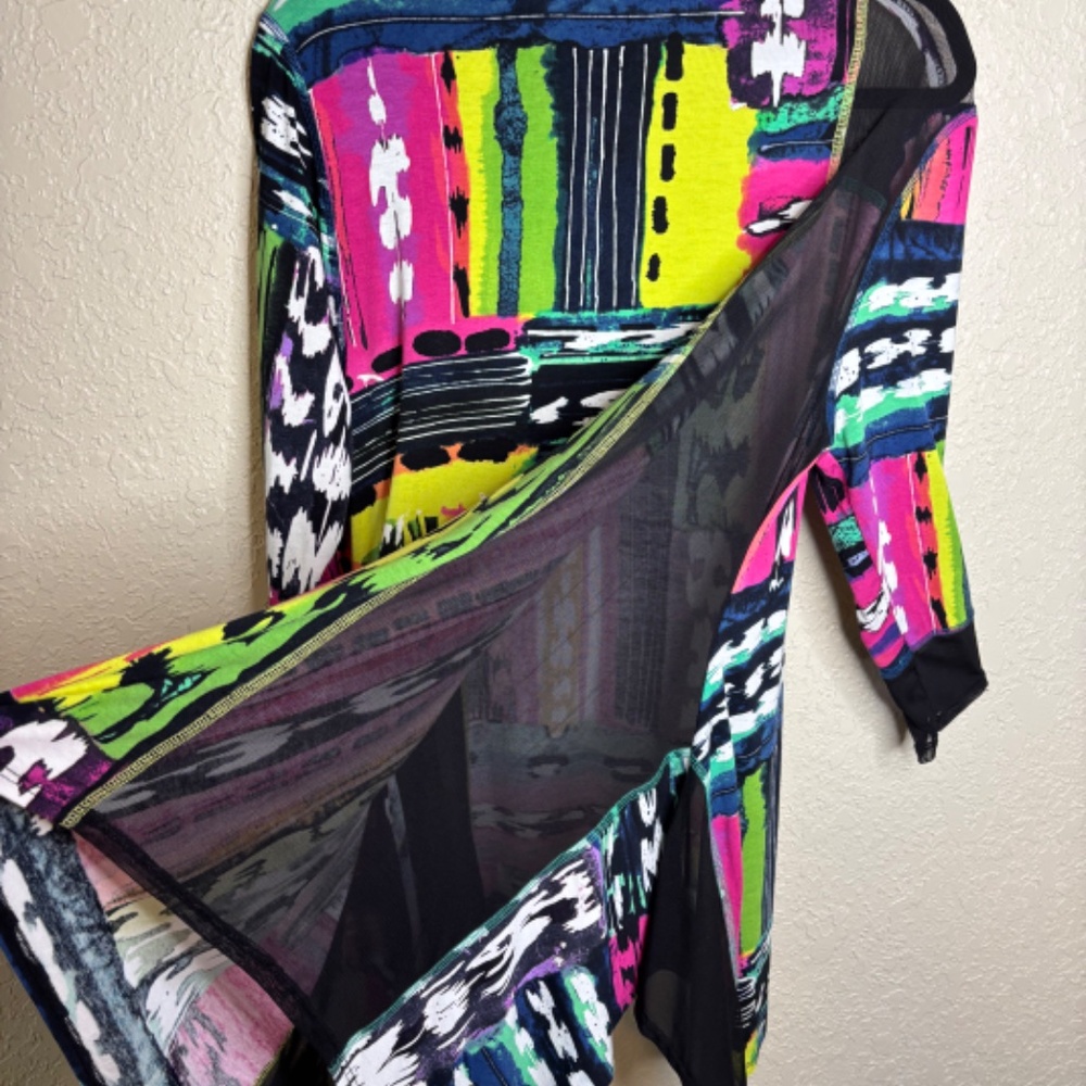 Lynn Ritchie Silver Multi-Color Contemporary Abstract Tunic Top Women's Size L - Picture 9 of 14
